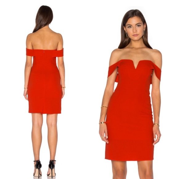 J.O.A. Off The Shoulder Mini Dress in Red - Picture 2 of 6